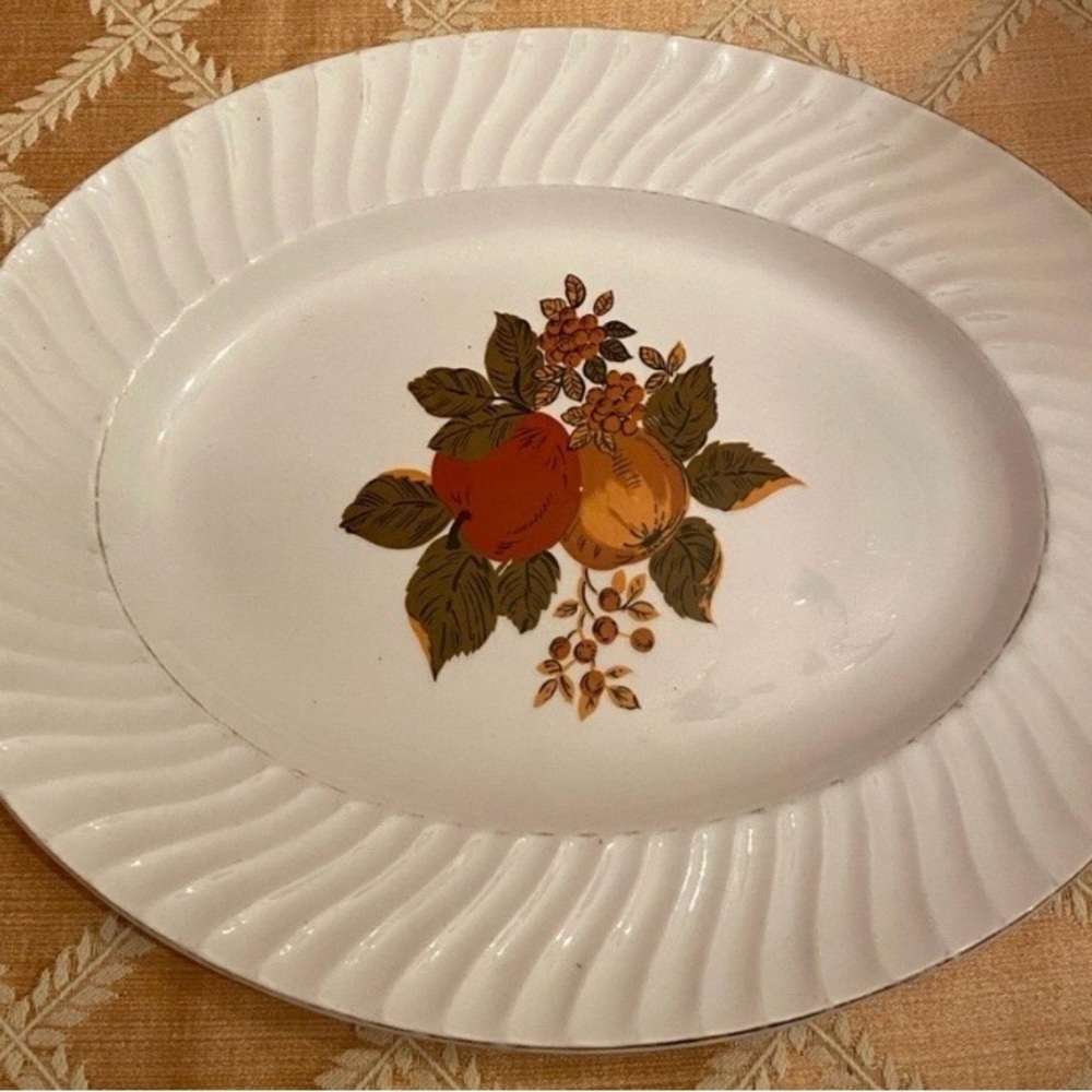Wedgwood English Harvest White Platter with Fruit Motif